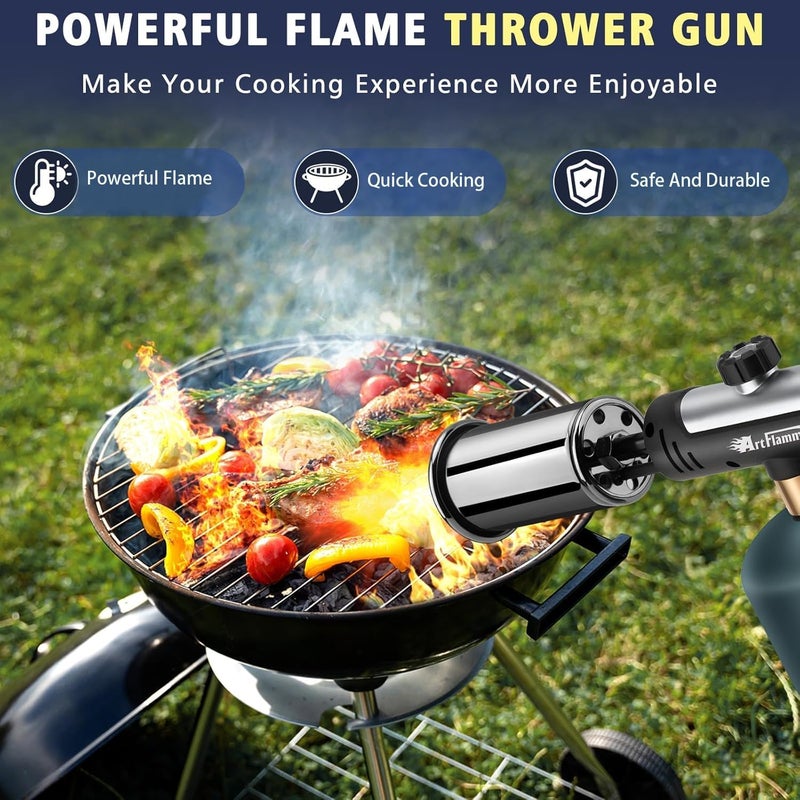 ARTFLAMM Powerful Propane Torch Gun, Flamethrower with Turbo Mode, Charcoal Torch Lighter with Safety Lock, Kitchen Blow Torch for Cooking, BBQ, Searing Steak, Grill(Tank Not Included) - Image 4